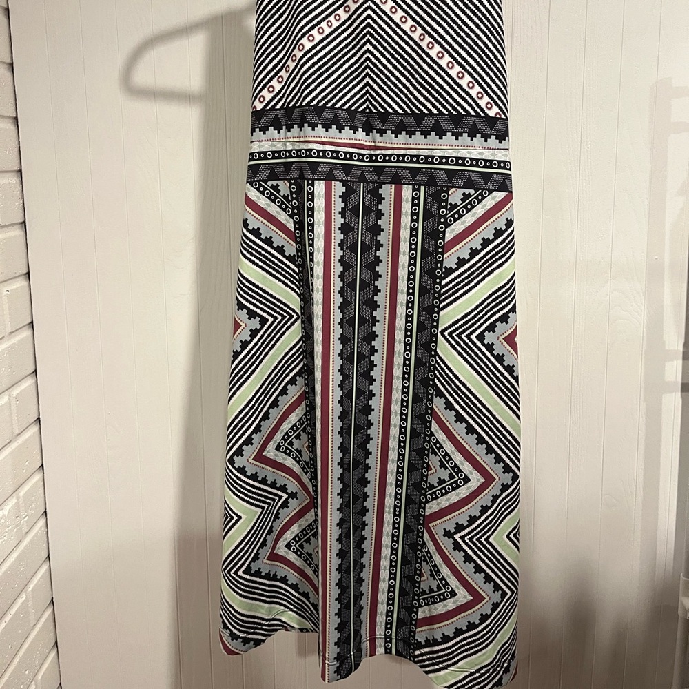 PrAna Geometric Midi Dress in Black, White, and Red - Picture 2 of 8